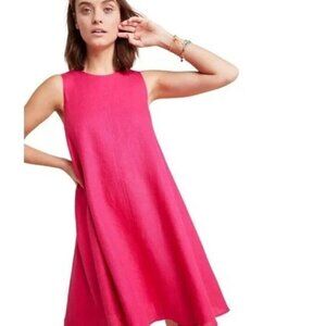 Anthropologie Maeve Melbourne Hot Pink Linen Swing Dress M